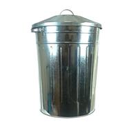 OptiProducts® Metal Bins Small Medium Large Extra Large 15L 50L 60L 90L 110L Litre Metal Galvanised Home Garden Bin Leaves Paper Wood Rubbish Dustbin Made Storage Unit in U. K. (90 Liter)