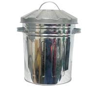 OptiProducts® Metal Bins Small Medium Large Extra Large 15L 50L 60L 90L 110L Litre Metal Galvanised Home Garden Bin Leaves Paper Wood Rubbish Dustbin Made Storage Unit in U. K. (15 Liter)