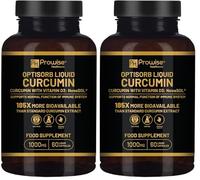 Optisorb Liquid Curcumin with Vitamin D - 60 Liqcaps | 185x Turmeric & Curcumin Bioavailability - Ultra Bioavailable | Liquid Capsules with 1000mg NovaSOL Daily Dosage - UK Manufactured (Pack of 2)