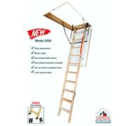 Optistep Wooden Timber Folding Loft Ladder Attic Stairs. Frame Size W60cm x L120cm H up to 280cm & Insulated Hatch