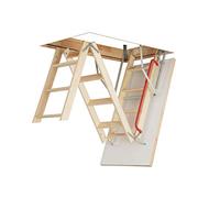 Optistep Wooden Timber Folding Loft Ladder Attic Stairs. Frame Size W60cm x L111cm H up to 280cm & Insulated Hatch
