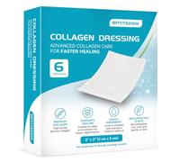 OPTITEKNIK Collagen Wound Dressing 2" x 2", 6 Count Collagen Pads for Adults, Advanced Wound Care Dressing for Minor Cuts, Abrasions, Burns and Post-Procedure Skin Protection, Individually Wrapped
