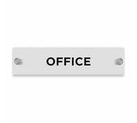 OptiV Clear Acrylic Office Sign by ViroDisplay® - Customisable 250 x 60mm Sign - 5mm Clear Acrylic with Silver Satin Standoff Fixings for Modern Professional Spaces