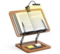OPTIXCELL Book Stand for Reading with Light, Book Holders for Reading Hands Free, Adjustable Height & Angle, Fits Cookbook Recipe, Textbook, Foldable for Kitchen, Office, School,Gift for Book Lovers