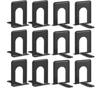Optomni Book Ends, Bookend Supports Heavy Duty Metal Bookend Support, Book Ends Supports for Shelves Decor Home Office School (6 Pairs/12 Pieces, Black)