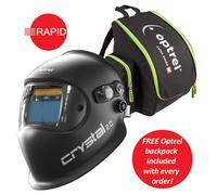 Optrel Crystal 2.0 Black Auto Darkening Welding Helmet, Shades 4-12 + FREE BAG