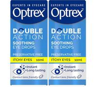 Optrex Itchy Eyes, Double Action Soothing Eye Drops, 10ml, Soothes & Protects, Cools and Relieves, Gets to Work Instantly, On The Go Relief (Pack of 2)