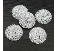 Optxzn 10PCS 20mm 25mm Mixed Colors Natural Stone Style Flat-Back Resin Cabochons for DIY Jewelry Making, Bracelet & Earring Accessories