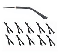 OPUGIT 10 Pairs Eyeglasses Replacement Temples, comfortable Eyeglass End Tips Ear Sock Pieces, Silicone Tube Sleeve End Tips for Thin Metal Eyeglass Legs(Black)