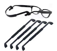OPUGIT 4 Pack Anti-Slip Glasses Strap, Silicone Soft Eyewear Retainer Eyeglasses Holder, Eyeglass Strap For Kid Men Women Sports,L(26cm),4 Black