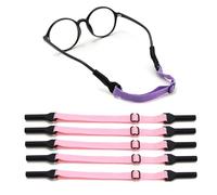 OPUGIT 5Pcs Adjustable Eyeglasses Strap, No Tail Spectacle Straps, Kid's Eyewear Holder Strap For Glasses, Sunglasses,Pink