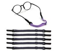 OPUGIT 5Pcs Adjustable Eyeglasses Strap, No Tail Spectacle Straps, Kid's Eyewear Holder Strap For Glasses, Sunglasses,Black