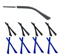 OPUGIT Eyeglass Replacement Temples, Silicone Eyeglass End Tips Ear Sock Pieces Tube Sleeve for Thin Metal Eyeglass Legs, 8 Pairs,Black/Blue