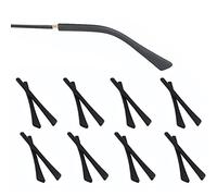 OPUGIT Eyeglass Replacement Temples, Silicone Eyeglass End Tips Ear Sock Pieces Tube Sleeve for Thin Metal Eyeglass Legs, 8 Pairs,Black