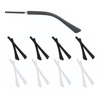 OPUGIT Eyeglass Replacement Temples, Silicone Eyeglass End Tips Ear Sock Pieces Tube Sleeve for Thin Metal Eyeglass Legs, 8 Pairs,Black/White
