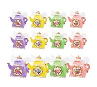 OPUHOHR 12PCS Flower Tea Party Gift boxes, Vintage Teapot Candy Boxes, Paper Candy Treat Boxes for Tea Garden Wedding Bridal Birthday Baby Shower