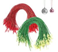 OPUHOHR 200 PCS Red Green Ornament Hanger String, Christmas Ornament Hooks Pre cut Ropes with Snap Fasteners for Xmas Tree Holiday Party Hanging Decoration