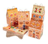 OPUHOHR 24 PCS Gingerbread House Box, Christmas Small Treat Boxes, Gift Boxes for Xmas Holiday Party Treat Cookie Goodie Snack Gift Packaging