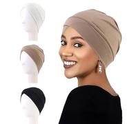 OPUHOHR 3PCS Hijab Undercap for Women, Muslim Inner Hijab Caps, Chemo Head Scarf Beanie Skull Cover Cap for Women Hair Loss