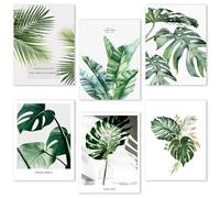 OPUHOHR 6 PCS Canvas Posters Wall Art, 20 * 25CM Wall Decor Posters for Living Room Decoration, Botanical Prints Unframed Wall Art Leaf Posters Green Decor (UNFRAMED)