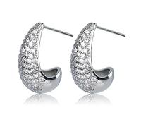 OPUHOHR Women's Earrings Jewelry Fashion Women'S Jewelry 925 Silver Needle Teardrop-Shaped Female Earrings, Gold-Plated Earrings With Shiny Zircon On The Surface, Jewelry Gifts