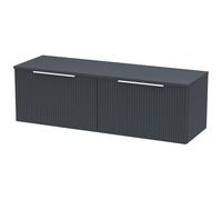 Opula Fluted Wall Hung Anthracite Countertop Vanity Unit without Basin 1200mm