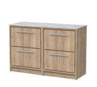 Opula Lille Bleached Oak Freestanding Bathroom Vanity Unit 1200mm Marble Countertop