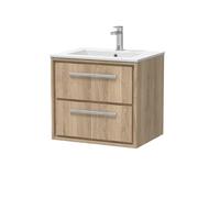 Opula Lille Bleached Oak Wall Hung Bathroom Vanity Unit with Basin 600mm