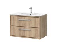 Opula Lille Bleached Oak Wall Hung Bathroom Vanity Unit with Basin 800mm