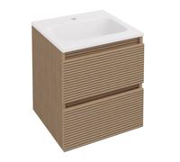 Opula Olympia Fluted Wood Wall Hung Bathroom Vanity Unit with Basin - 500mm