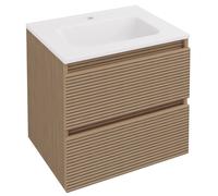 Opula Olympia Fluted Wood Wall Hung Bathroom Vanity Unit with Basin - 600mm
