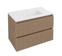 Opula Olympia Fluted Wood Wall Hung Bathroom Vanity Unit with Basin - 800mm