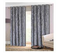 "Opulence" Grey Silver 66" w X 90" d Crushed Velvet Eyelet Ring Top Designer Lined Curtains, Choice Of 8 Sizes And 3 Colours
