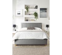 Opulence Ottoman Storage Bed in Saxon Twill Fabric, Custom Made Catherine Lansfield Grey Double