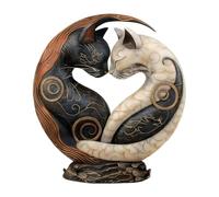 Opulent Black Cat Sculpture, Portable and Stable Base, 15x6.5x18.5cm, Resin Cat Figurine, Minimalist Desktop Statue, Elegant Artistic Design, for Home Office Living Room Bedroom Mantel Apartment