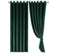 Opulent Dreams Crushed Velvet Curtains - Fully Lined & Room Darkening - Eyelet Ring Top for Bedroom & Living Room - Includes Two Tie Backs - Pair of Panels (Green Emerald, 66" x 90" (168 x 229 cm))