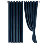 Opulent Dreams Crushed Velvet Curtains - Fully Lined & Room Darkening - Eyelet Ring Top for Bedroom & Living Room - Includes Two Tie Backs - Pair of Panels (Navy, 46" x 54" (117 x 137 cm))