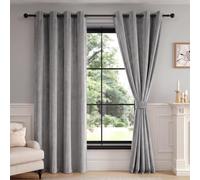 Opulent Dreams Crushed Velvet Curtains - Fully Lined & Room Darkening - Eyelet Ring Top for Bedroom & Living Room - Includes Two Tie Backs - Pair of Panels (Grey, 66" x 72" (168 x 183 cm))