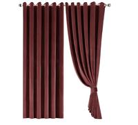Opulent Dreams Crushed Velvet Curtains - Fully Lined & Room Darkening - Eyelet Ring Top for Bedroom & Living Room - Includes Two Tie Backs - Pair of Panels (Burgundy, 66" x 54" (168 x 137 cm))