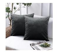 Opulent Dreams Velvet Cushion Covers (Pack of 2) - 45cm x 45cm (18x18 Inch) Square Throw Pillowcases - Ideal for Sofa and Bedroom - Featuring Invisible Zippers (Charcoal)
