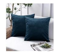 Opulent Dreams Velvet Cushion Covers (Pack of 2) - 45cm x 45cm (18x18 Inch) Square Throw Pillowcases - Ideal for Sofa and Bedroom - Featuring Invisible Zippers (Navy)