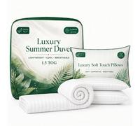 Opulent Home 1.5 Tog Summer Duvet & Pillow Set - Lightweight Striped Microfibre, Oeko-Tex Certified, Made In Uk - Single