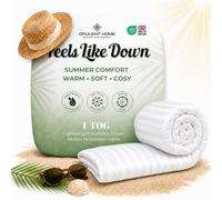 Opulent Home 1 Tog Summer Duvet Double 200 x 200cm - Feels Like Down Quilt, Lightweight Breathable Anti Allergy Hollowfibre, Soft Striped Cover, OEKO-TEX Certified, Made in UK