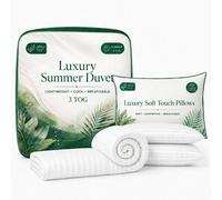 Opulent Home 3 Tog Summer Duvet & Pillow Set - Lightweight Striped Microfibre, Oeko-Tex Certified, Made In Uk - King
