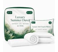 Opulent Home Double Duvet 4.5 Tog + 2 Pillows - Lightweight Breathable Bedding Set, OEKO-TEX Certified, Made in UK, Ultra Soft, Hypoallergenic, Machine Washable 200x200cm