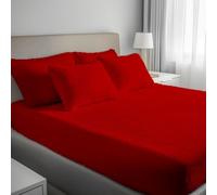 Opulent Home Sherpa Fleece Fitted Sheet - Soft, Plush Bed Sheet with 30cm Deep Elastic Skirt - Supportive, Enhanced Sleep Quality and Durable Bedding for Superior Comfort - Double Size, Red