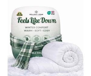 Opulent Home Single Size Winter Duvet 16.5 Tog - Ultra Warm Thick Quilt, Hotel Quality Hollowfibre, Anti-Allergy Hypoallergenic and Feels Like Down - Machine Washable (135x200cm)