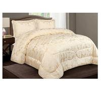 Opulent Living 3-Piece Jacquard Floral Comforter Set - Elegant Bedspread with 2 Pillow Shams, Durable 100% Polyester - All-Season & Machine Washable (Gold, Double, Petal)