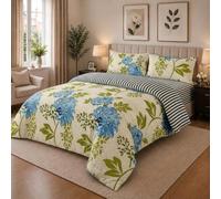 Opulent Living Double Duvet Set 4pc, 1 Fitted Sheet, 2 Pillow Cases | Transform Your Green Bedding with Floral Duvet Cover Sets for Stylish Comfort, Effortless Elegance & Cosy Appeal - Euro Green