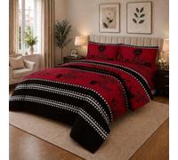 Opulent Living Super King Duvet Set 4pcs with Fitted Sheet & 2 Pillowcases | Transform Your Red Bedding with Duvet Cover Sets for Stylish Comfort, Effortless Elegance & Cosy Appeal - Stripes Red